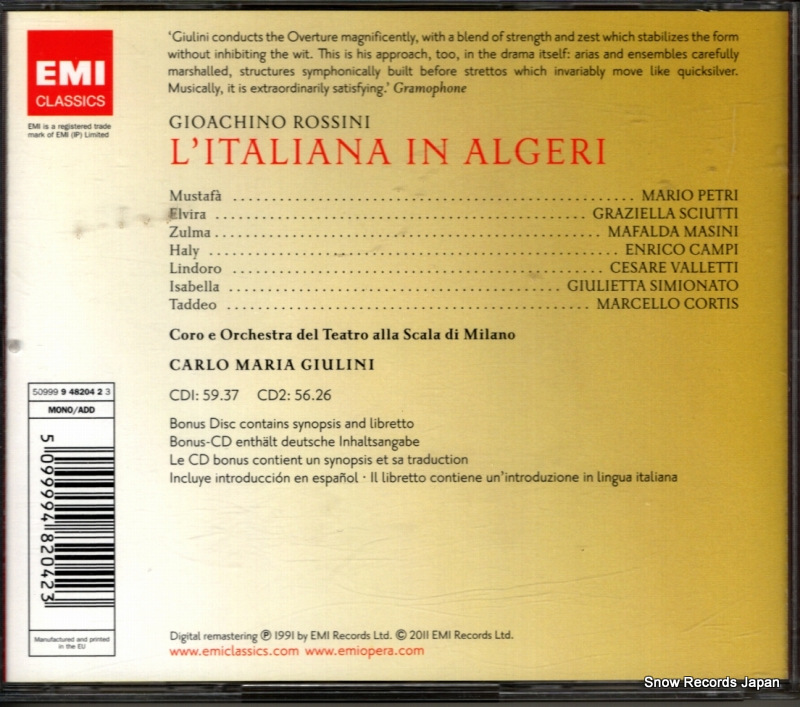 GIULINI, CARLO MARIA rossini; l'italiana in algeri 5099994820423