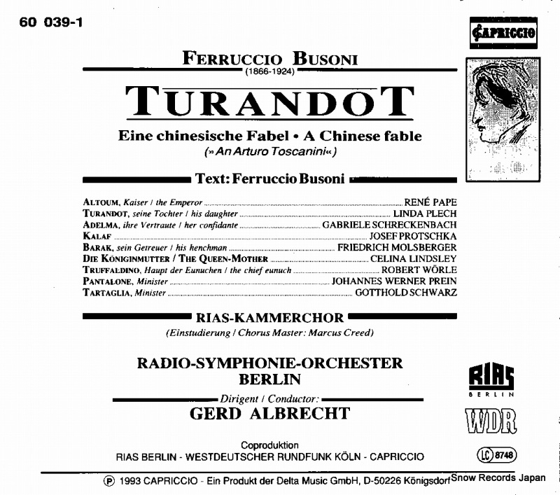 ALBRECHT, GERD busoni; turandot 60039-1