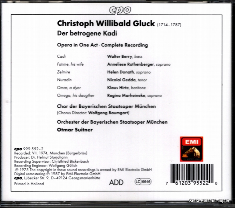 SUITNER, OTMAR gluck; der betrogene kadi 999552-2