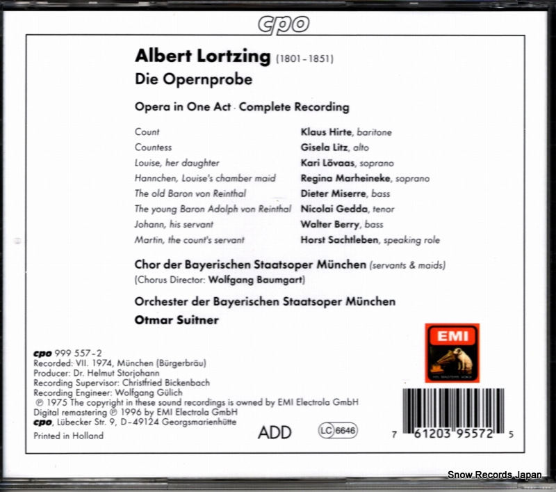 SUITNER, OTMAR lortzing; die opernprobe 999557-2