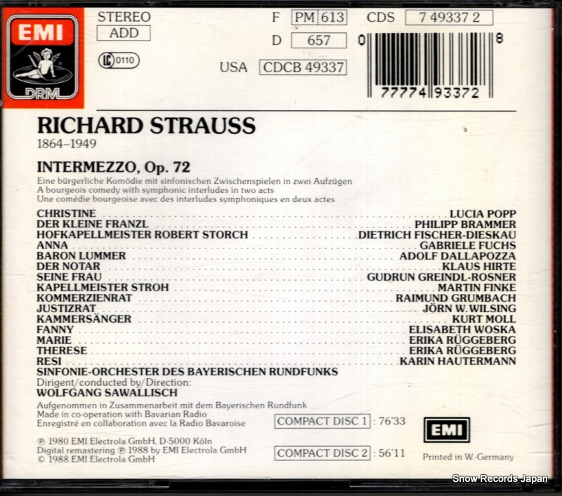 SAWALLISCH, WOLFGANG strauss; intermezzo CDS7493372