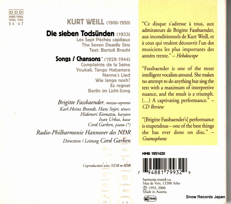 GARBEN, CORD weill; die sieben todsunden HMA1951420
