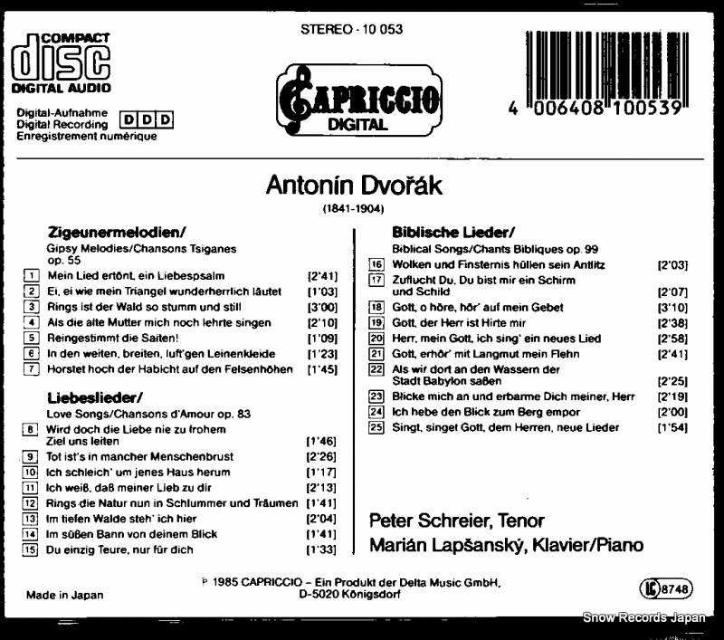 SCHREIER, PETER dvorak; zigeunermelodien op.55 10053