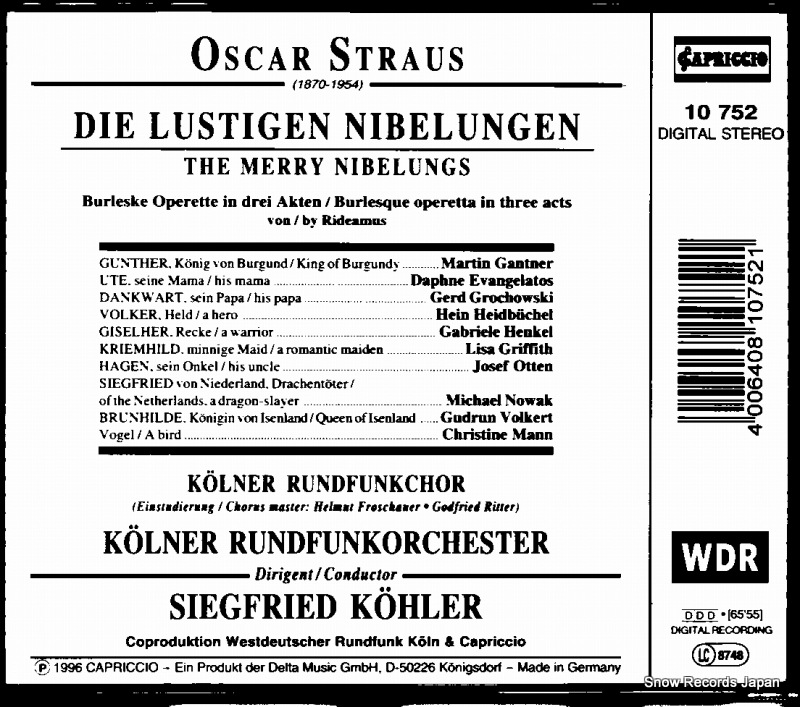 KOHLER, SIEGFRIED oscar straus; die lustigen nibelungen 10752