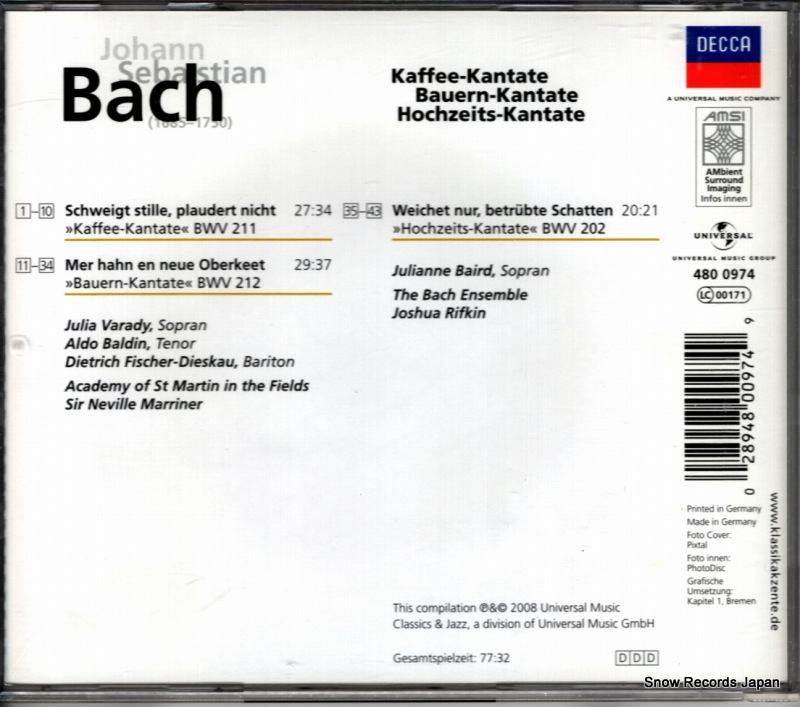 FISCHER-DIESKAU, DIETRICH bach; kaffee kantate 4800974