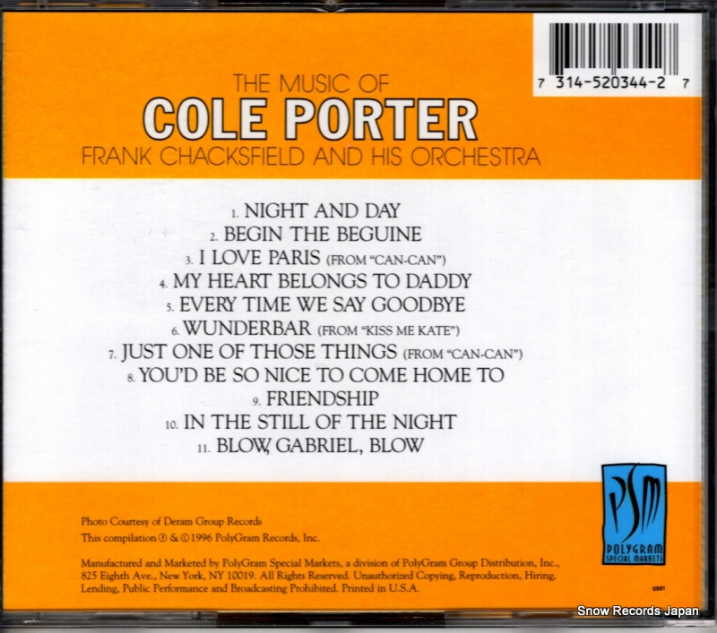 CHACKSFIELD, FRANK the music of cole porter 314520344-2