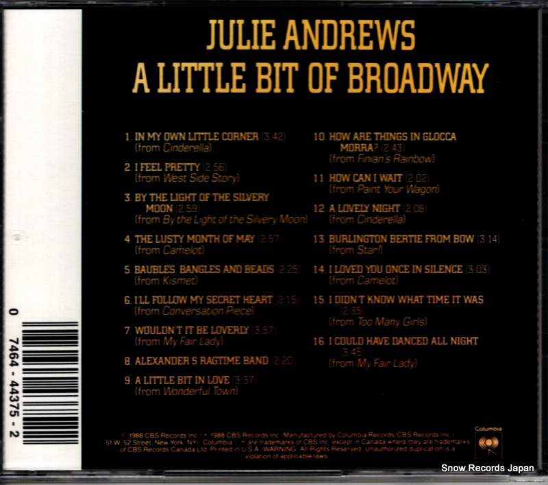 ANDREWS, JULIE a little bit of broadway CK44375