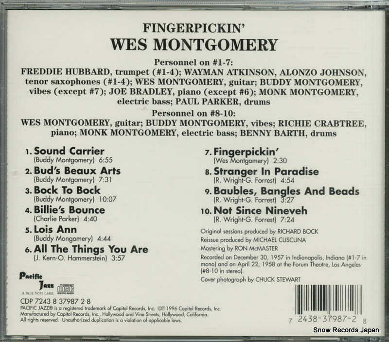 MONTGOMERY, WES fingerpickin' CDP724383798728