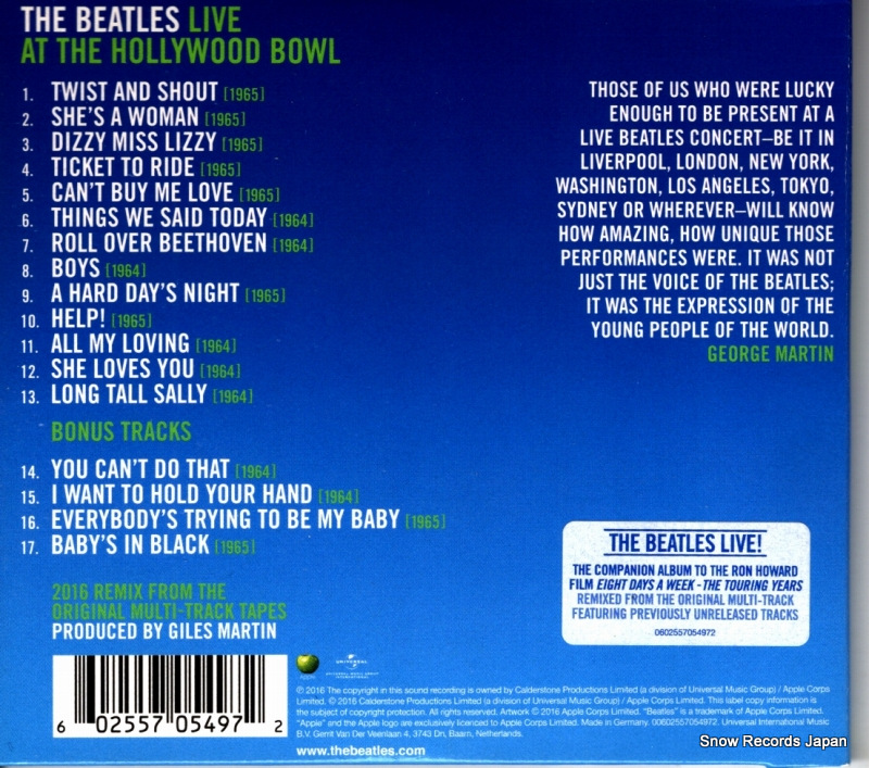 BEATLES, THE live at the hollywood bowl 00602557054972
