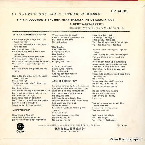 GRAND FUNK RAILROAD sin's a goodman's brother CP-4602