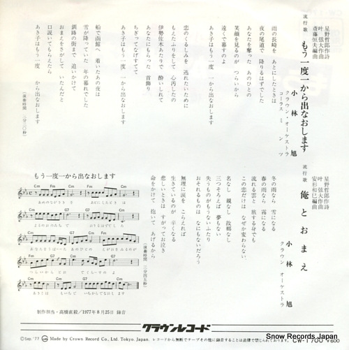 KOBAYASHI, AKIRA mouichido ichikara denaoshimasu CW-1700