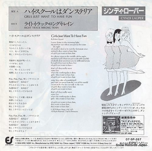 LAUPER, CYNDI girls just want to have fun 07.5P-267