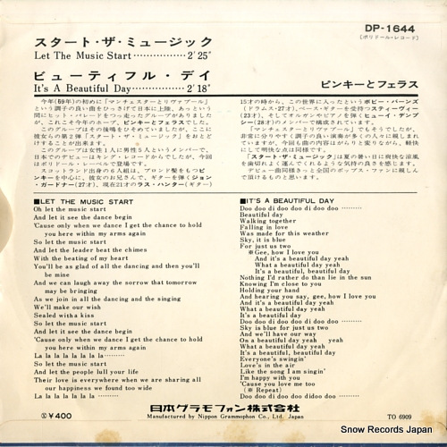 PINKY AND THE FELLAS let the music start DP-1644