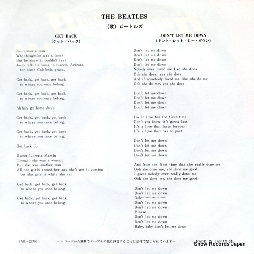 BEATLES, THE get back AR-2279