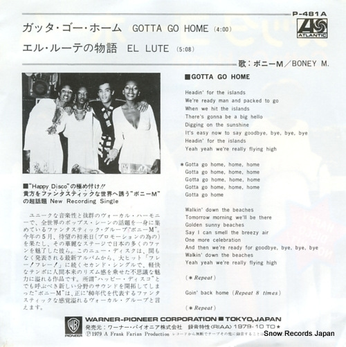 BONEY M. gotta go home P-481A