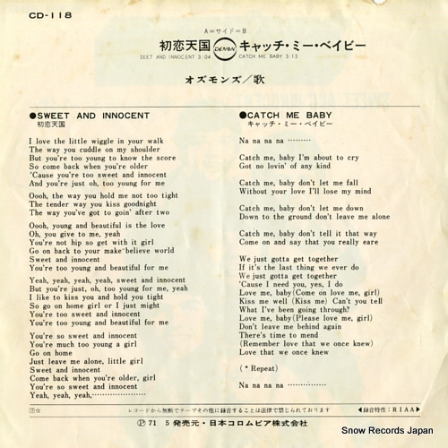 OSMONDS, THE sweet and innocent CD-118