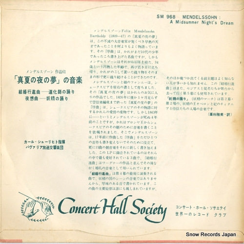 SCHURICHT, CARL mendelssohn; a midsummernight's dream M.968