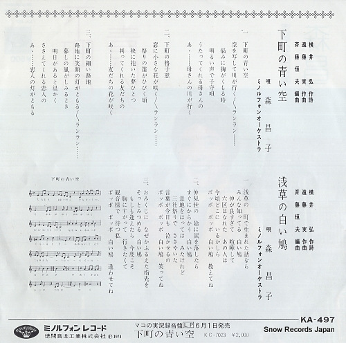 MORI, MASAKO shitamachi no aoi sora KA-497