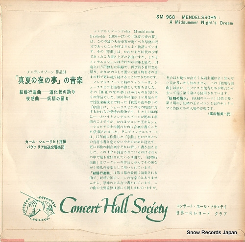 SCHURICHT, CARL mendelssohn; a midsummernight's dream SM.968