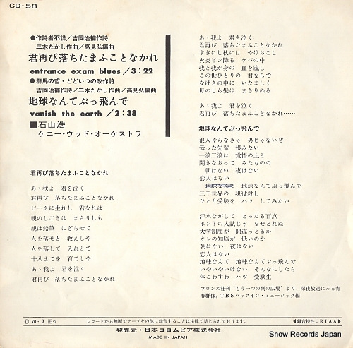 ISHIYAMA, HIROSHI entrance exam blues CD-58