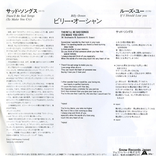 OCEAN, BILLY there'll be sad songs(to make you cry) ALI-720