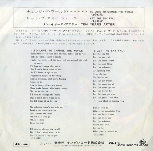 TEN YEARS AFTER i'd love to change the world CH-1