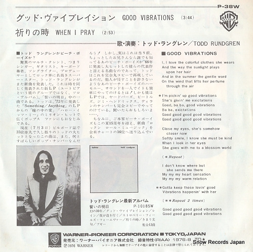 RUNDGREN, TODD good vibrations P-38W