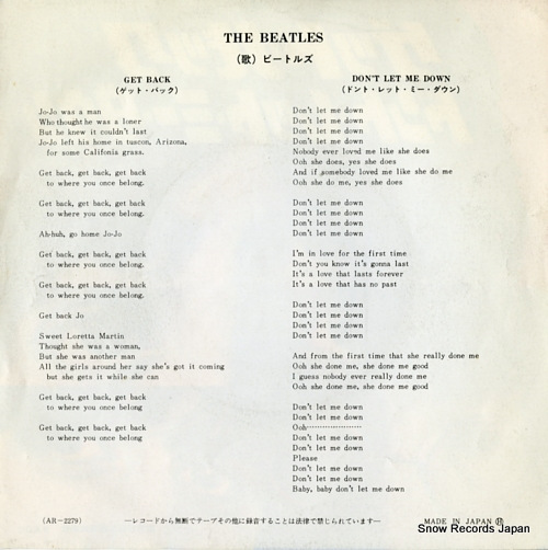 BEATLES, THE get back AR-2279