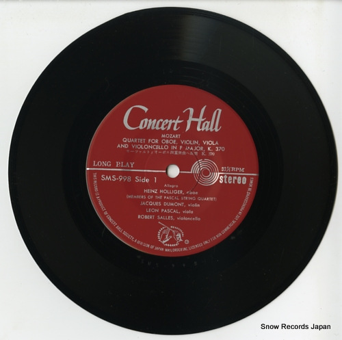 HOLLIGER, HEINZ mozart; quartet for oboe violin viola and violoncello SMS-998