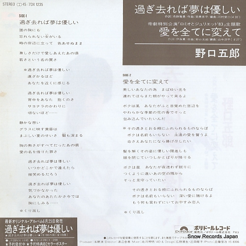 NOGUCHI, GORO sugisareba yume wa yasashii 7DX1235