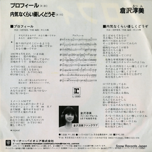KURASAWA, ATSUMI profile L-1680
