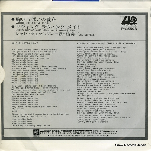LED ZEPPELIN whole lotta love P-2550A