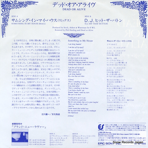DEAD OR ALIVE something in my house 07.5P-455