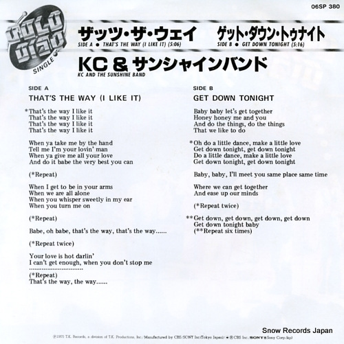 KC AND THE SUNSHINE BAND that's the way(i like it) 06SP380