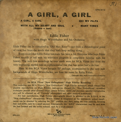 FISHER, EDDIE a girl, a girl EPA-572