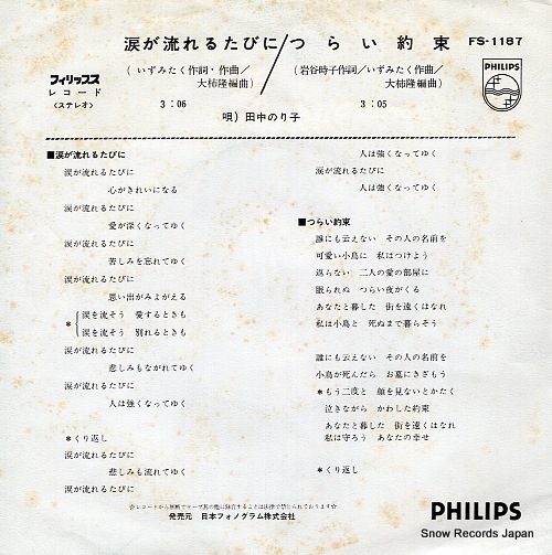 TANAKA, NORIKO namida ga nagareru tabini FS-1187
