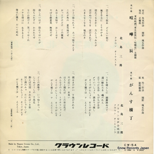 KITAJIMA, SABURO kenka tatsu CW-54