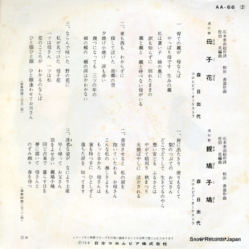 MORI, HIDEYO hahakohana AA-66