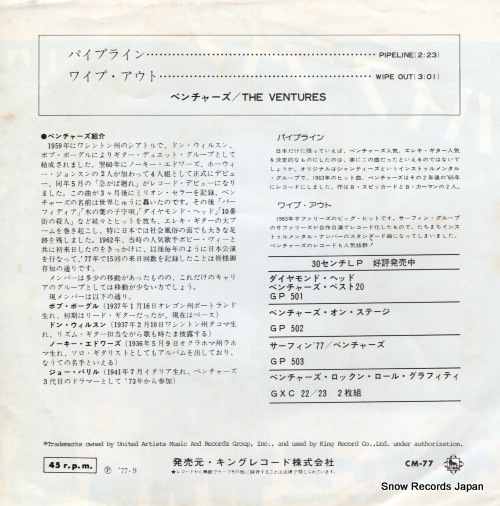 VENTURES, THE pipeline CM-77