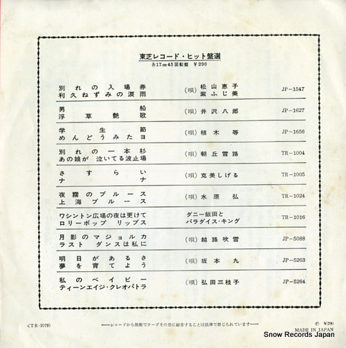 SAKAMOTO, KYU shiawasenara tewotatakou TR-1079
