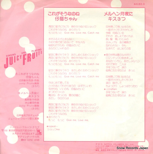 JUICY FRUITS kore ga sou nano ne koneko chan AH-63-A