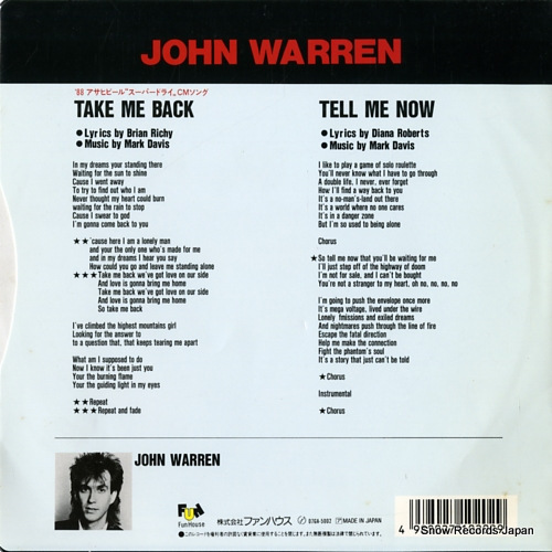 WARREN, JOHN take me back 07GA-5002