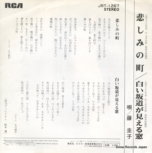 FUJI, KEIKO kanashimi no machi JRT-1267