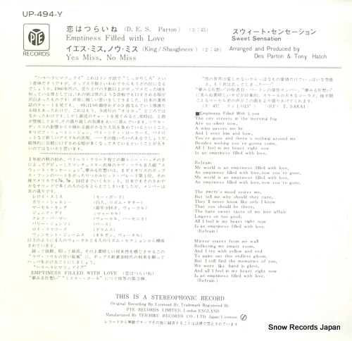 SWEET SENSATION emptiness filled with love UP-494-Y