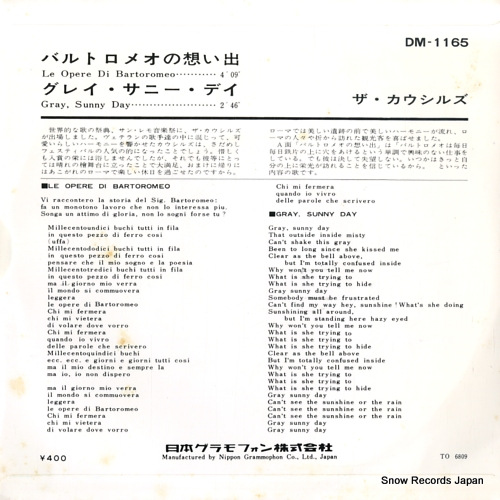 COWSILLS, THE le opere di bartoromeo DM-1165
