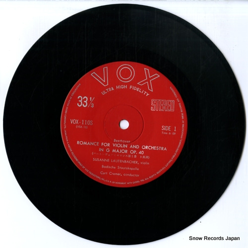 LAUTENBACHER, SUSANNE beethoven: romance for violin and orchestra in g major op.40 VOX-110S