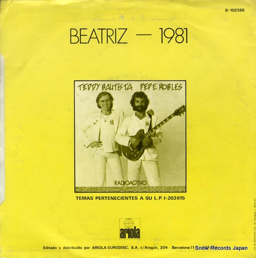 BAUTISTA, TEDDY, AND PEPE ROBLES beatriz B-102.599 - back cover