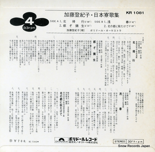 KATO, TOKIKO kita kiko KR1081
