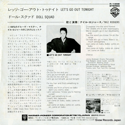 RODGERS, NILE let's go out tonight P-1998