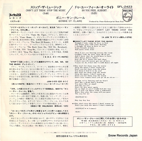 ST. CLAIRE, BONNIE (don't let them) stop the music SFL-2423
